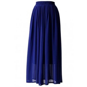Chicwish Blue Pleated Maxi Skirt